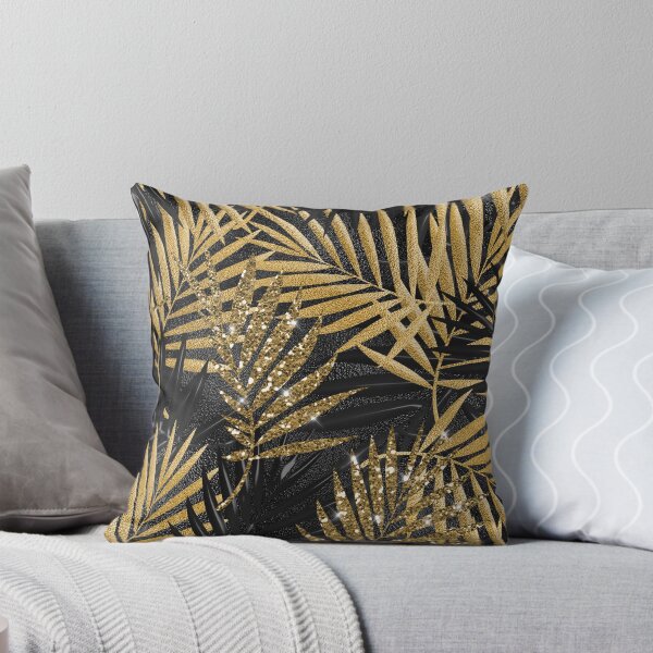 Item preview, Black And Gold Tropical Palm Seamless Pattern designed and sold by delikedesign.