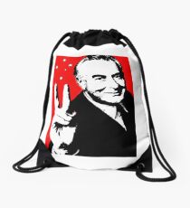 Gough instead of che, white on red Drawstring Bag