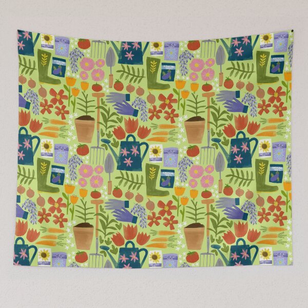Item preview, Gardening repeat pattern designed and sold by Kimmygowland.