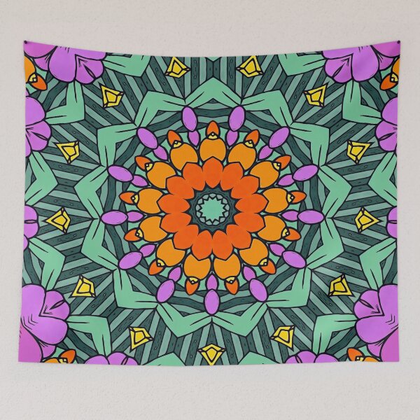 Aperçu de l'œuvre Fleur étoilée dans le mandala d'automne créée et vendue par MediaArtbyMara.