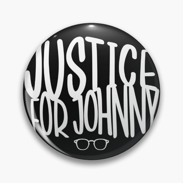 Item preview, Justice for Johnny simple wavy text with a little icon of Depp’s signature Lemtosh Glasses. designed and sold by MunsyArt.