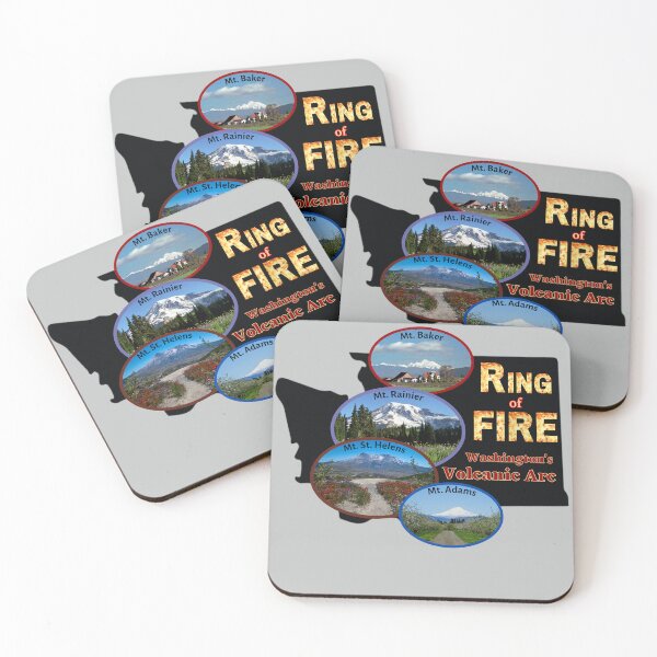 Item preview, Ring of Fire. Washington State Volcanic Arc. Mt Baker, Mt. Rainier, Mt. St. Helens, Mt Adams designed and sold by Kona Linda.