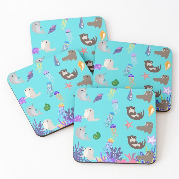Item preview, Cartoon Sea Creature Pattern! Adorable cartoon narwals, otters, seals, walrus and more for children.  designed and sold by IndranyxDesigns.