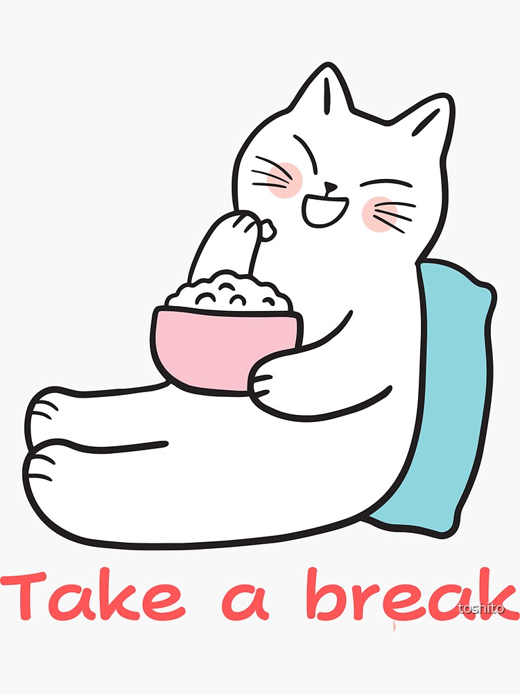 "Cat Take a break" Sticker for Sale by toshito Redbubble