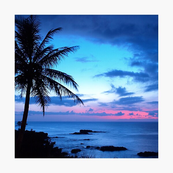 Item preview, Tropical Island Pretty Pink Blue Sunset Landscape designed and sold by LC Graphic Design Studio.