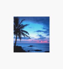Tropical Island Pretty Pink Blue Sunset Landscape Art Board