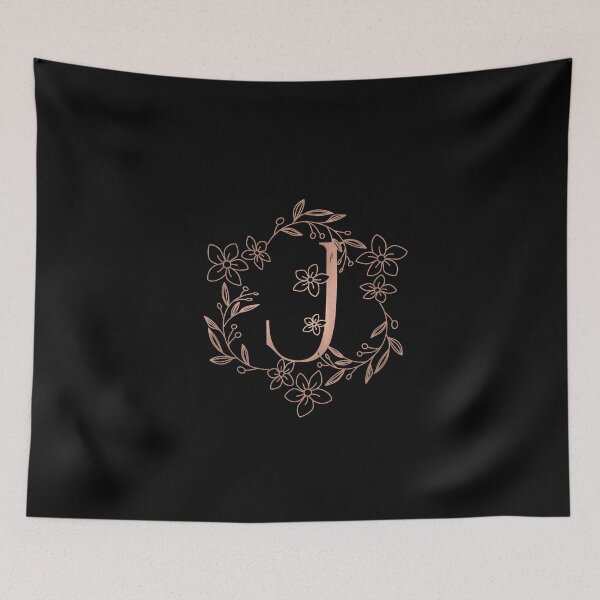 Item preview, Cute Rose Gold Floral Monogram J designed and sold by ModernStyleBoho.