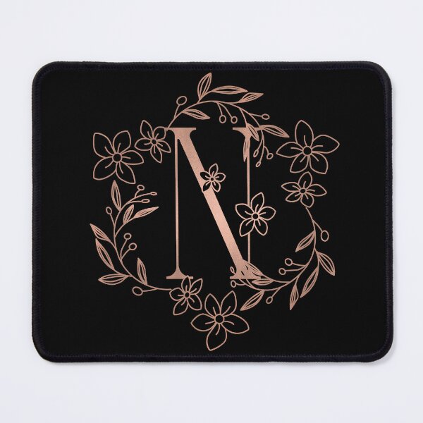 Item preview, Cute Rose Gold Floral Monogram N designed and sold by ModernStyleBoho.