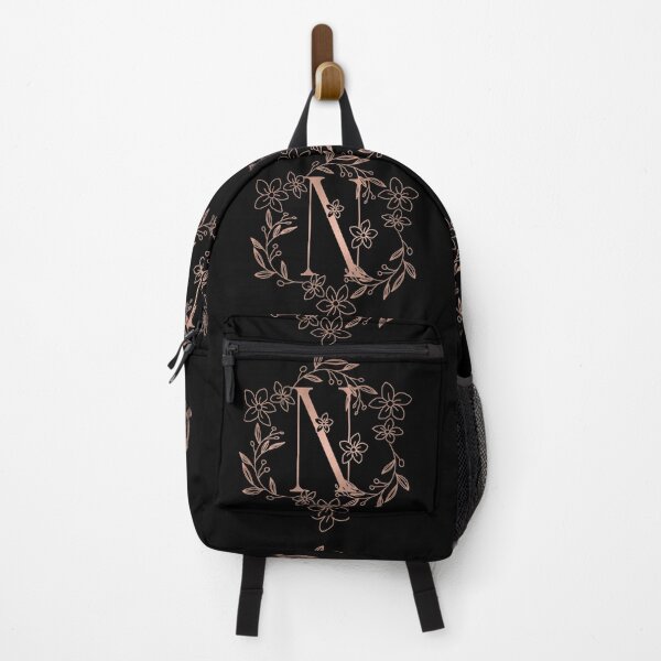 Item preview, Cute Rose Gold Floral Monogram N designed and sold by ModernStyleBoho.