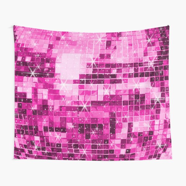 1970s Twinkle Pink Disco Ball Pattern  Tapestry