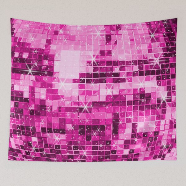 Artikelvorschau, 1970er Jahre Twinkle Pink Discokugel Muster entworfen und verkauft von Deborah Camp.