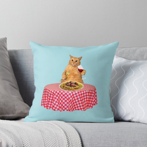 Item preview, Cat with a plate full of spaghetti and meatballs. designed and sold by RawSunArt.
