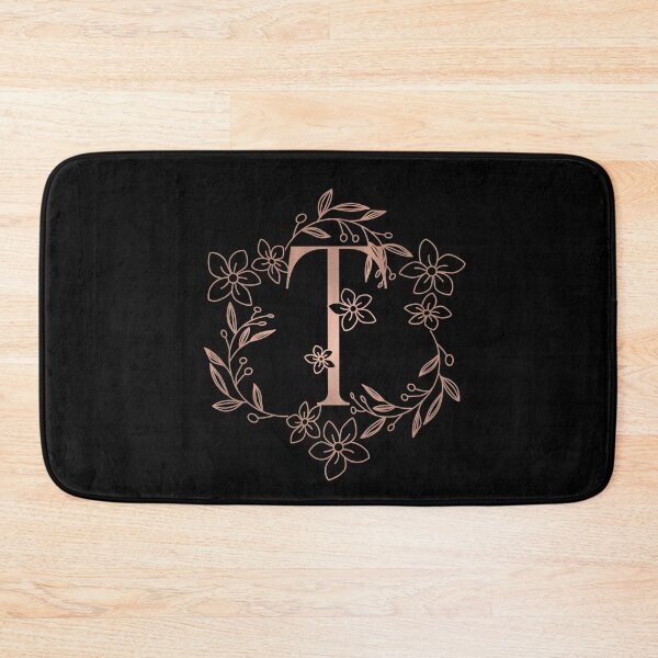 Item preview, Cute Rose Gold Floral Monogram T designed and sold by ModernStyleBoho.