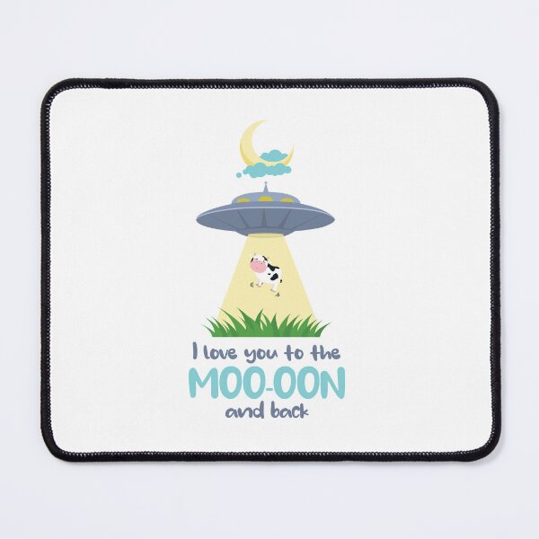 Item preview, I love you to the moo-oon and back Cow Abduction Cow Beamed Up To UFO with Crescent Moon designed and sold by QuanJewelry.