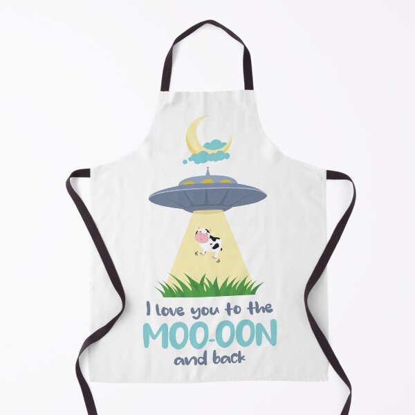 Item preview, I love you to the moo-oon and back Cow Abduction Cow Beamed Up To UFO with Crescent Moon designed and sold by QuanJewelry.