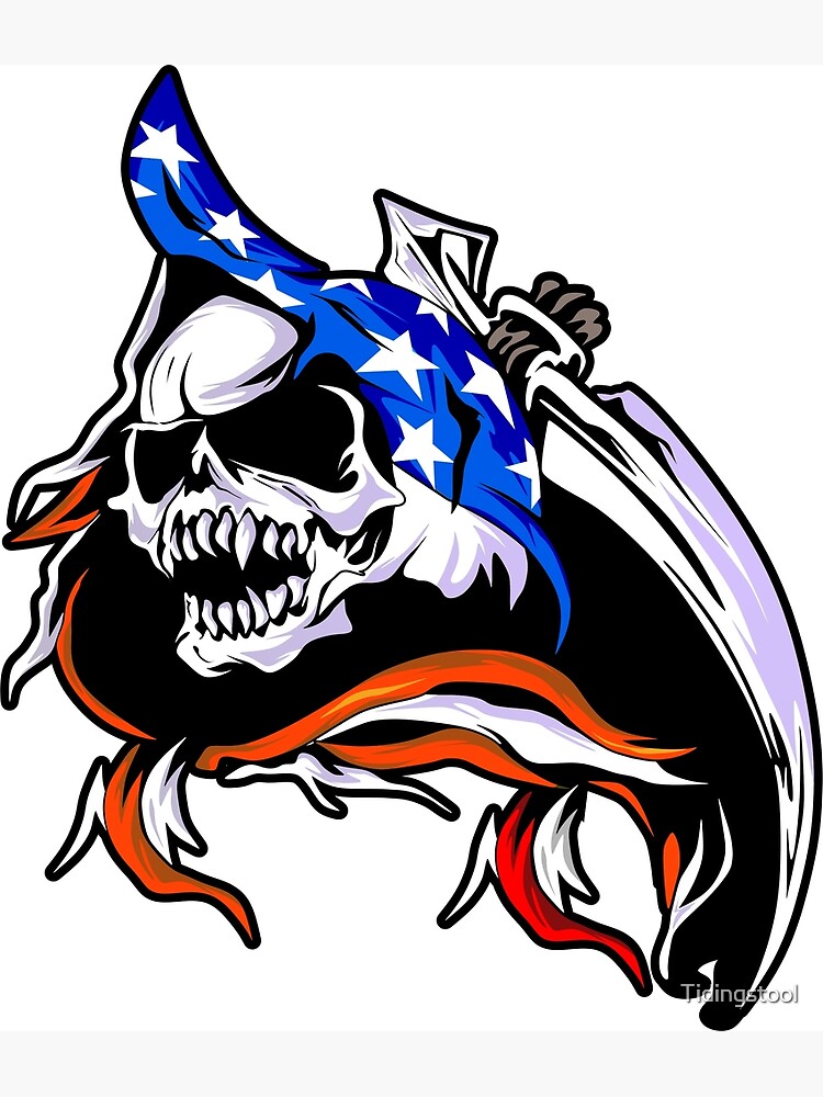 Grim Reaper American Flag Patriotic Skull All Over Print Baseball