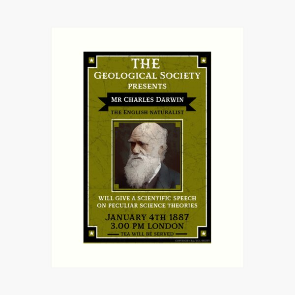 Item preview, Charles Darwin Vintage Retro Art - Biologen und Geologen - Wissenschaftliche Geschenke - Kunstdrucke designed and sold by happygiftideas.