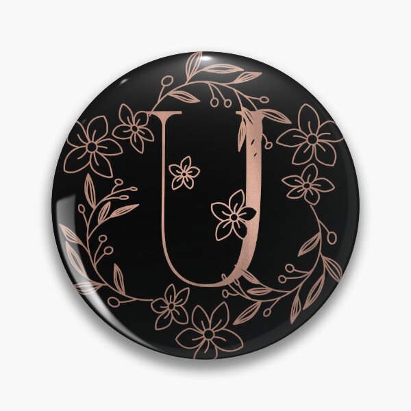 Item preview, Cute Rose Gold Floral Monogram U designed and sold by ModernStyleBoho.