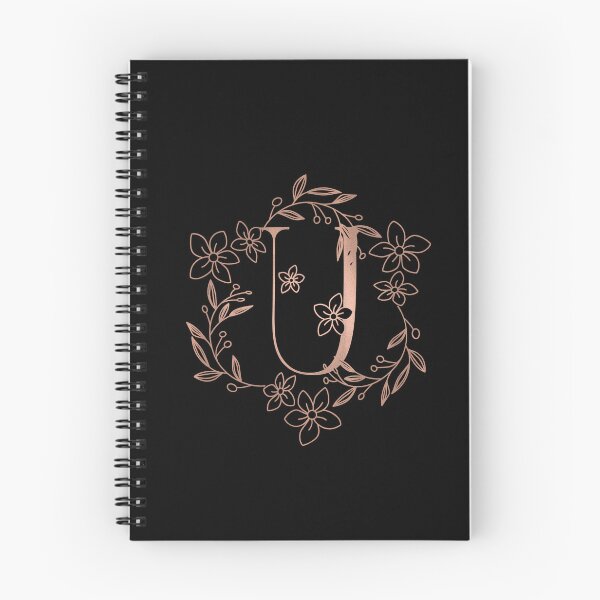 Item preview, Cute Rose Gold Floral Monogram U designed and sold by ModernStyleBoho.