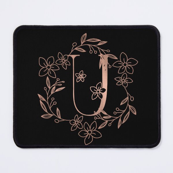 Item preview, Cute Rose Gold Floral Monogram U designed and sold by ModernStyleBoho.