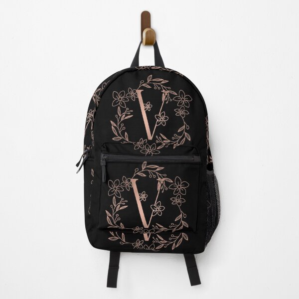 Item preview, Cute Rose Gold Floral Monogram V designed and sold by ModernStyleBoho.