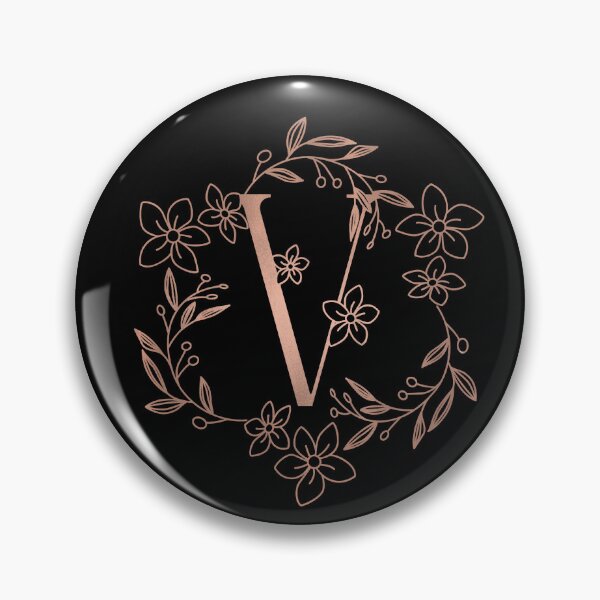 Item preview, Cute Rose Gold Floral Monogram V designed and sold by ModernStyleBoho.