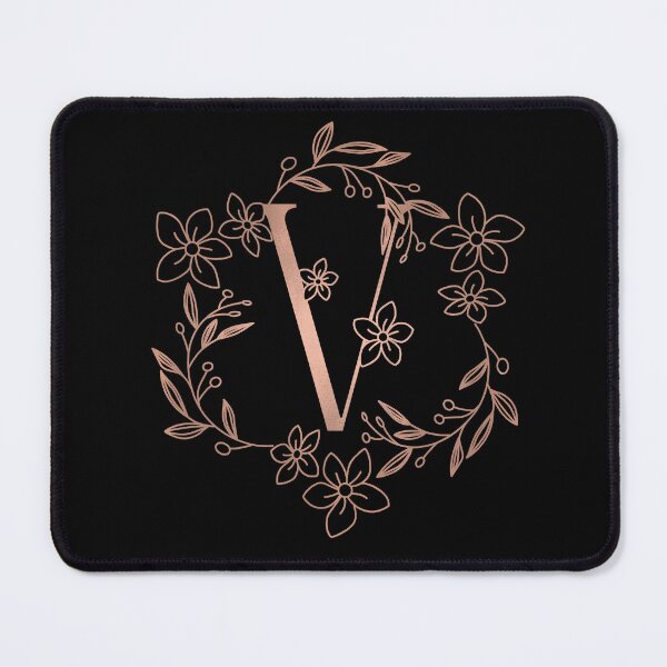 Item preview, Cute Rose Gold Floral Monogram V designed and sold by ModernStyleBoho.