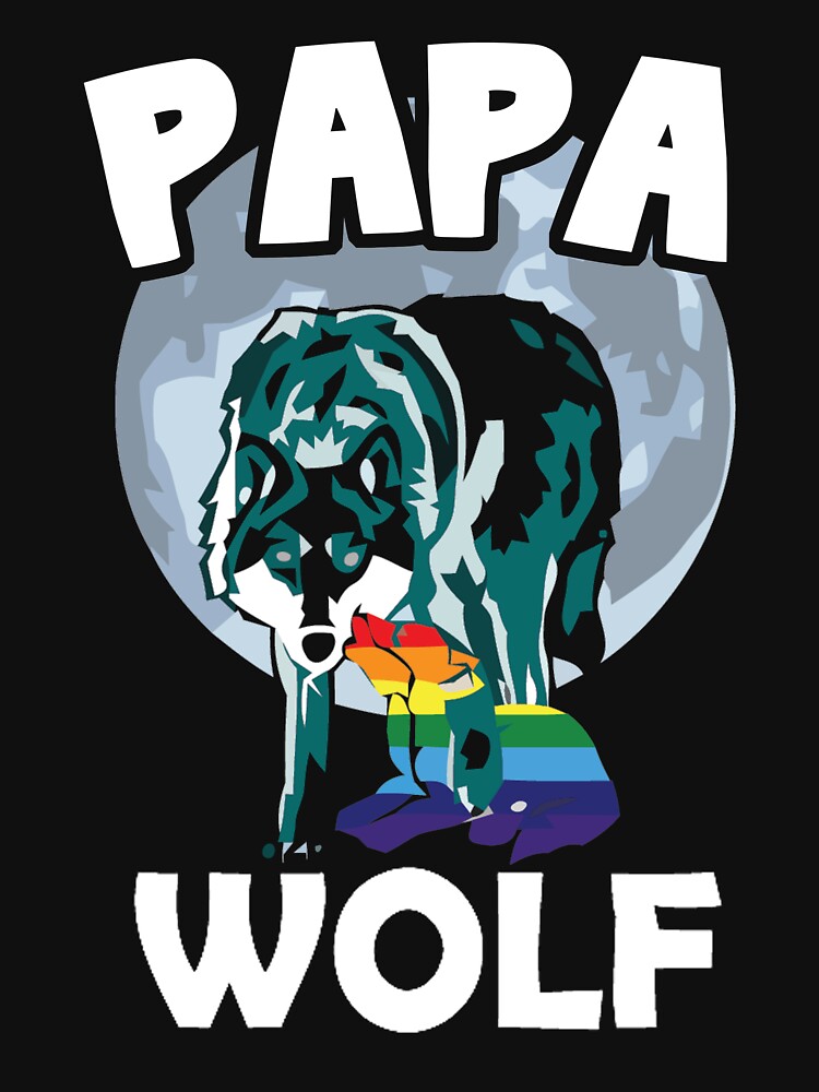 Papa Wolf And The Puppy Book "PAPA WOLF T Shirt Gifts For your Dad" T-shirt by chihai | Redbubble