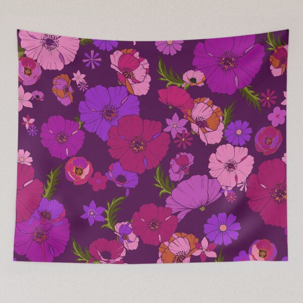 Artikelvorschau, Retro Purple Poppy print entworfen und verkauft von cult-andromeda.