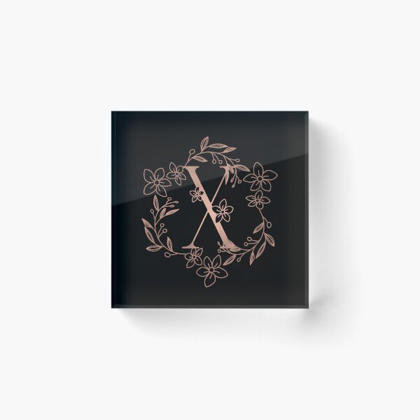 Item preview, Cute Rose Gold Floral Monogram X designed and sold by ModernStyleBoho.