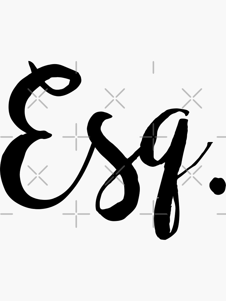 "esq/esquire lawyer" Sticker for Sale by emilypadula Redbubble