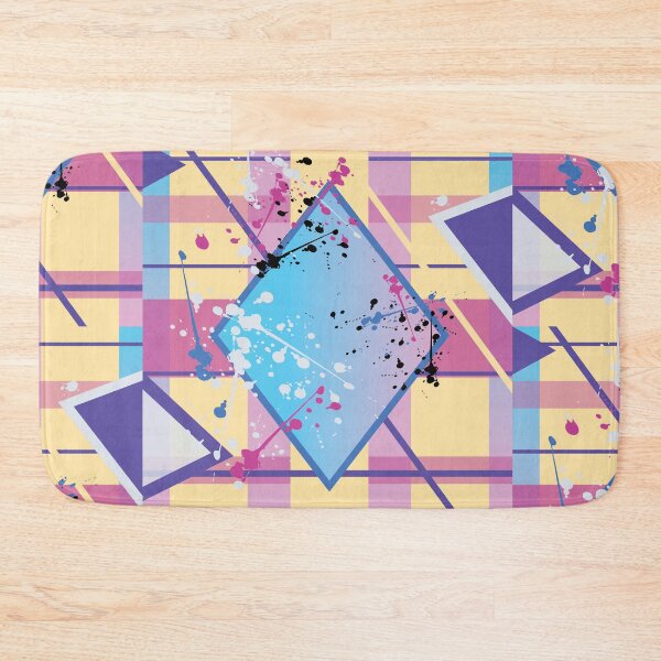 Artikelvorschau, Abstrakter Grafikdesign-Leinwanddruck mit Rosa, Blau, Gelb und Lila entworfen und verkauft von MimsTees.