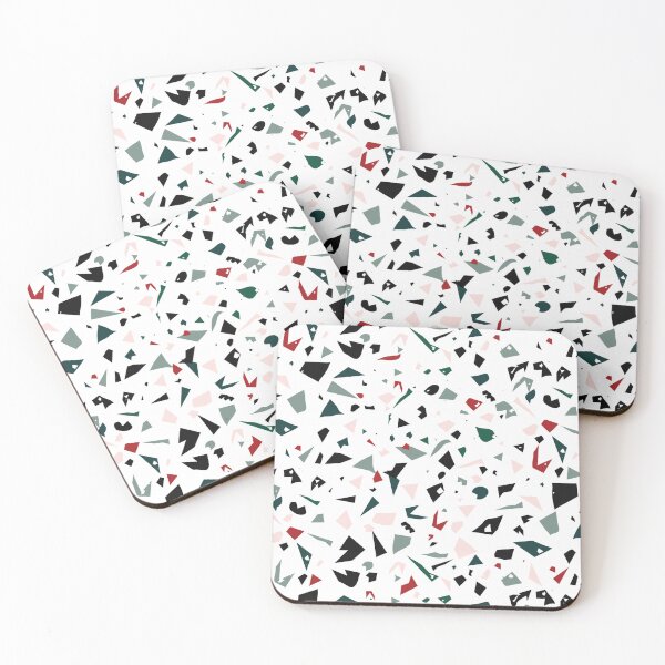 Item preview, modern black red terrazzo tile designed and sold by inkbearblue.