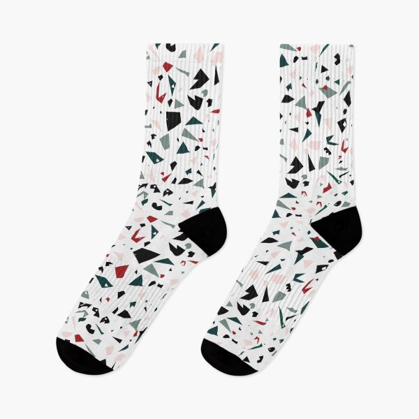Item preview, modern black red terrazzo tile designed and sold by inkbearblue.