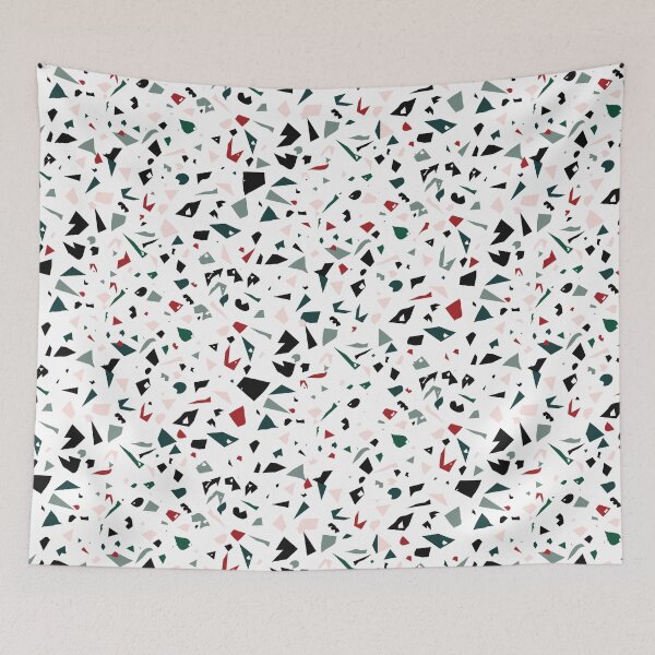 Item preview, modern black red terrazzo tile designed and sold by inkbearblue.