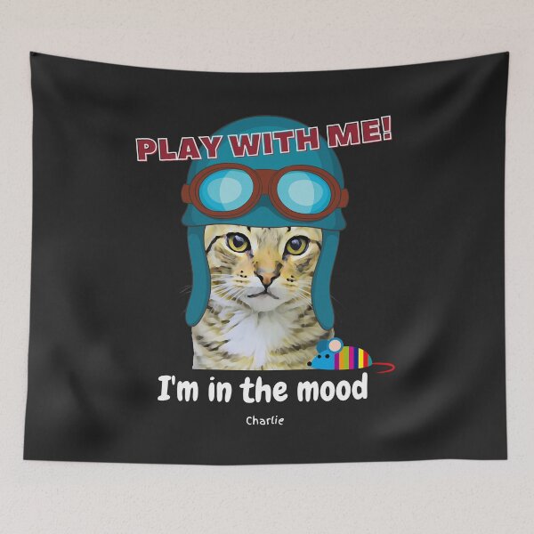 Item preview, Funny Cat Talk T-Shirt, Play with Me! I'm In the Mood, Funny Cute Cat T-Shirt for Cat Lovers designed and sold by SilverWhiskers.