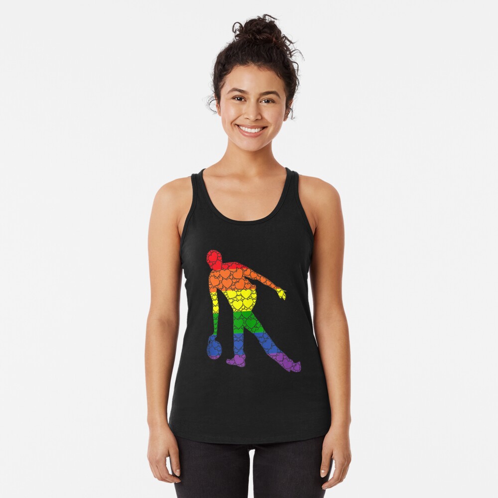 Discover Bowling LGBTQ Gay Pride Rainbow Flag Love Heart - Bowler Tank Top Racerback Tank Top