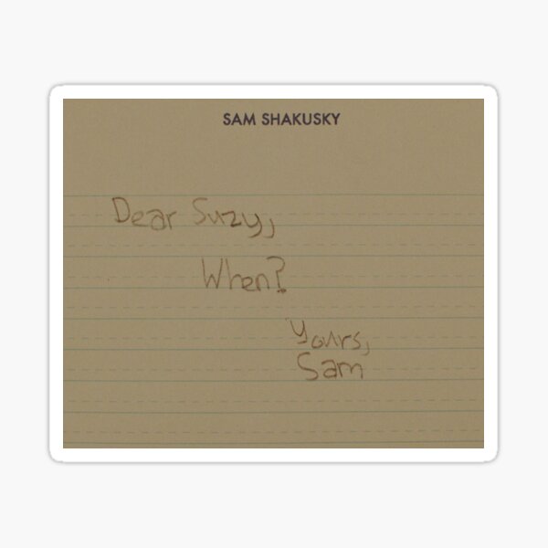 "dear suzy, when?" Sticker for Sale by tomatojo | Redbubble