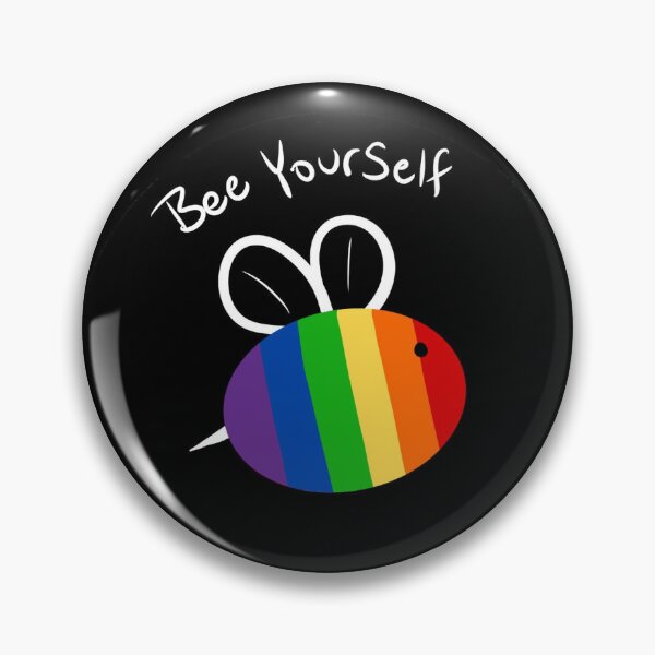Item preview, Rainbow Pride Bee Yourself Pin designed and sold by Brush of the Grove.