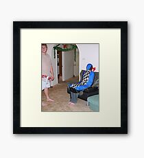Car Seatcover Man Framed Print