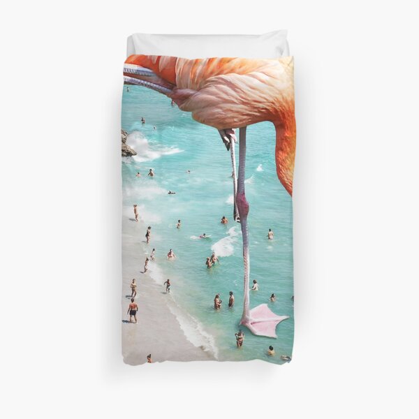 Flamingos on the Beach #redbubble #decor Duvet Cover
