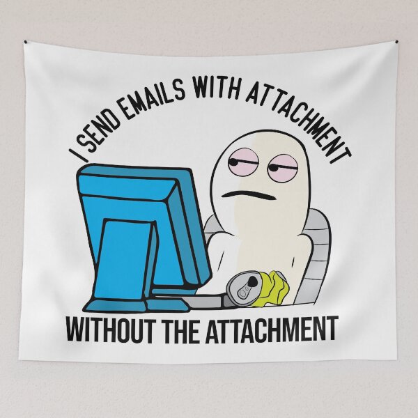 Artikelvorschau, Funny Email attachment work office meme character entworfen und verkauft von alltheprints.