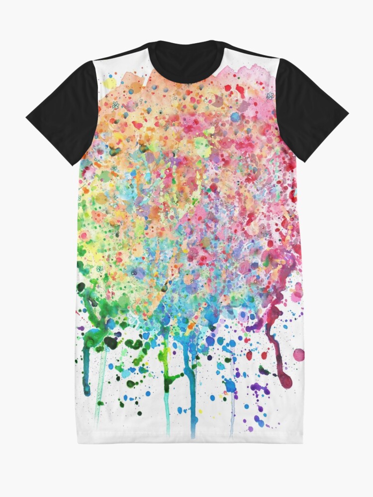 Alternate view of Rainbow Paint Splatter Drip Graphic T-Shirt Dress