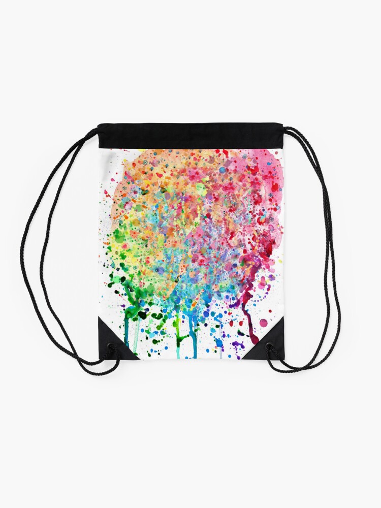Alternate view of Rainbow Paint Splatter Drip Drawstring Bag