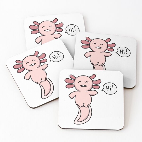 Item preview, Leucistic Axolotl (Pink Axolotl) saying "Hi!" designed and sold by Lucesco.