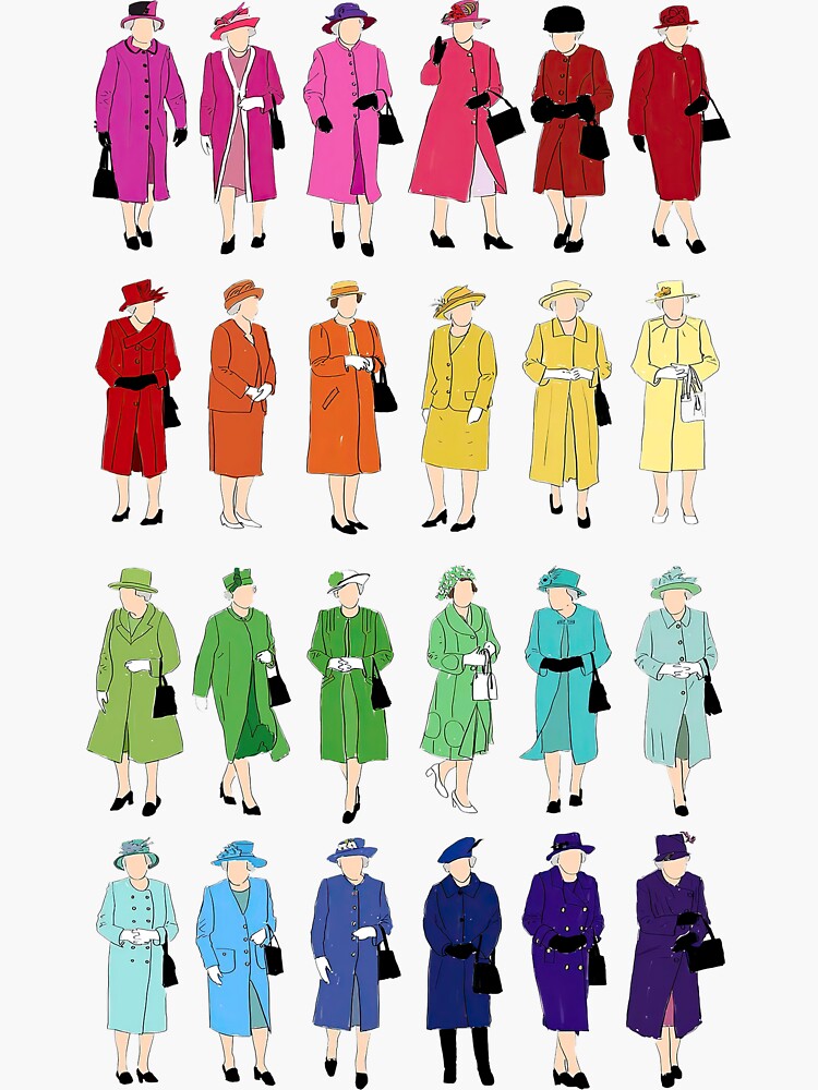 "Platinum Jubilee rainbow outfit" Sticker by TabbieBuck Redbubble
