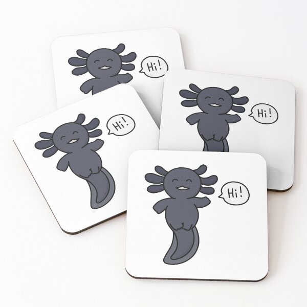 Item preview, Melanoid axolotl (black axolotl) saying "Hi!" designed and sold by Lucesco.