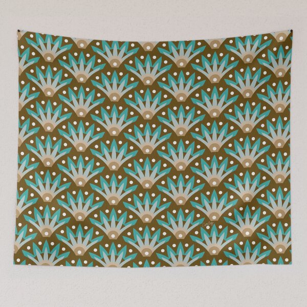 Item preview, Sunshine Seigaiha Wave – Turquoise & Tan designed and sold by Cat Coquillette.