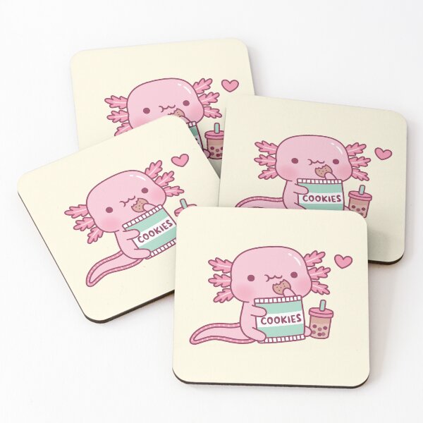 Item preview, Cute Axolotl Snacks On Cookies And Bubble Tea designed and sold by rustydoodle.