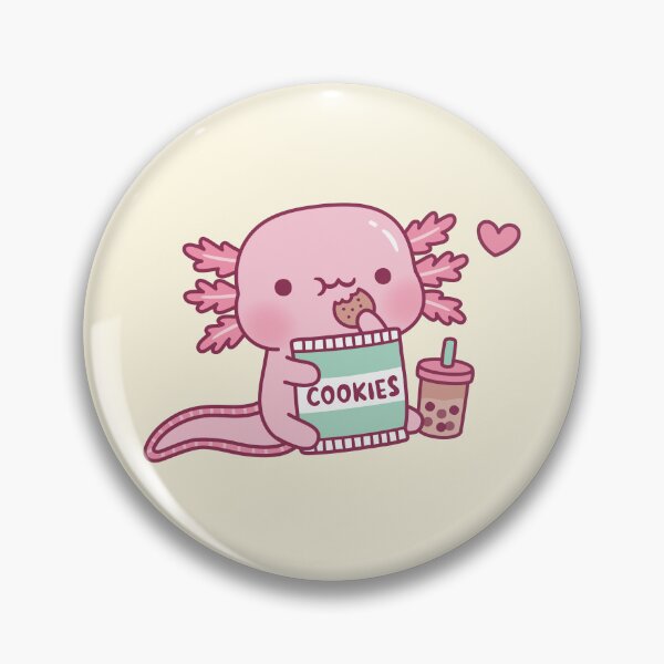 Item preview, Cute Axolotl Snacks On Cookies And Bubble Tea designed and sold by rustydoodle.